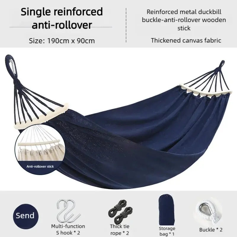 Portable Camping Hammock Outdoor Swing Anti-Tip Travel Hanging Bed Lightweight Nylon Hammock for Camping Hiking Garden