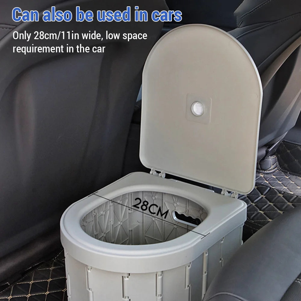 Portable Camping Toilet Folding Travel Potty Car Mounted Outdoor Toilet for Adults Kids Elderly Compact Emergency Toilet