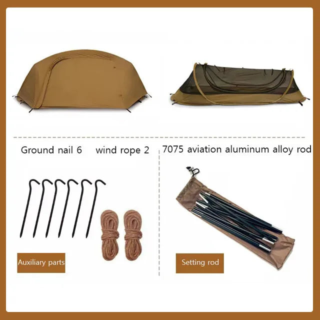 Tent Folding Bed Sunshade Tourism Outdoor Camping Hiking Mountaineering Outdoor Camping Single Tactical Tent Rainproof Boat