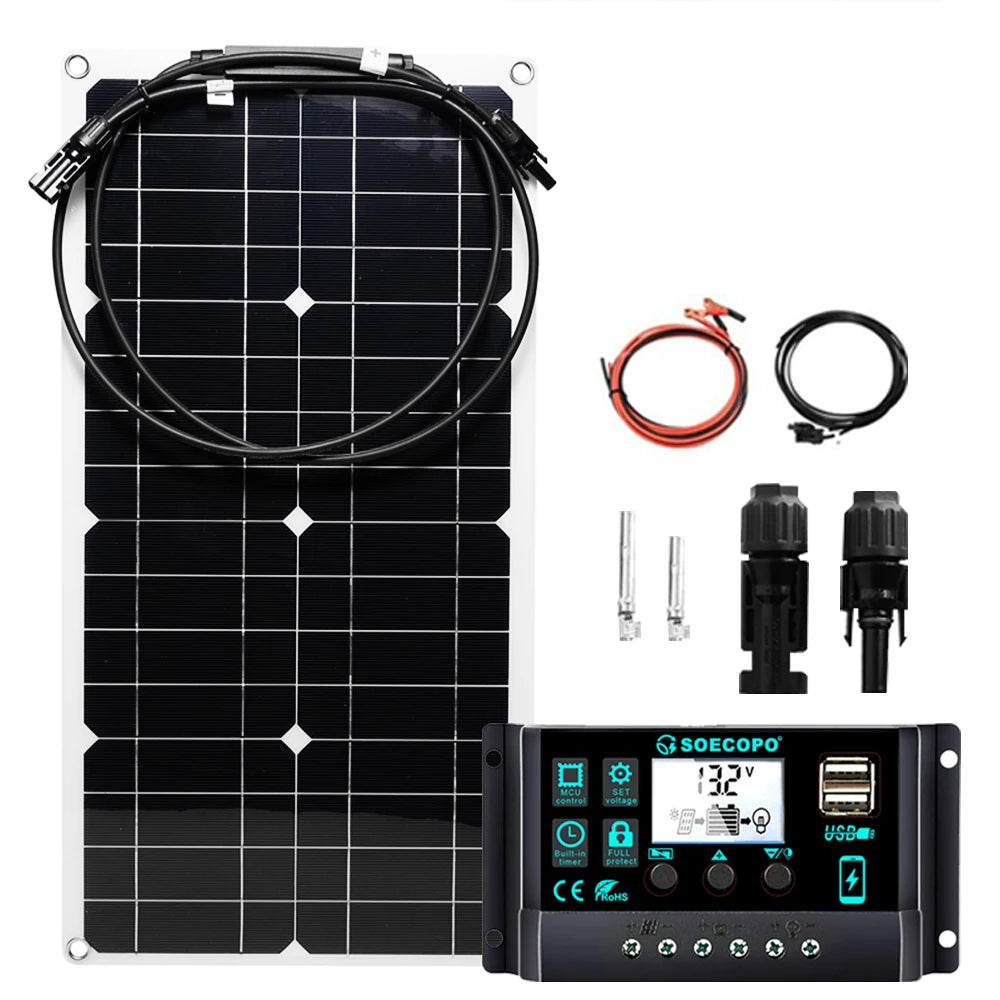 Portable Solar Panel Kit 2500W Foldable Solar Charger with Controller USB Output for Camping RV Off-Grid Power System