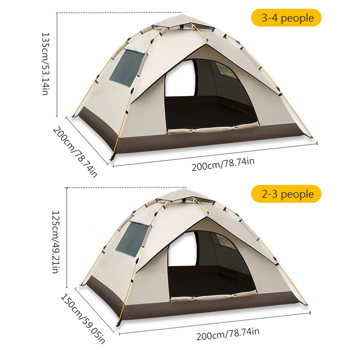 2-4 Person Outdoor Folding Tent Quick Automati Opening Self-driving Wild Camping Tent Waterproof Sunscreen Portable Tent