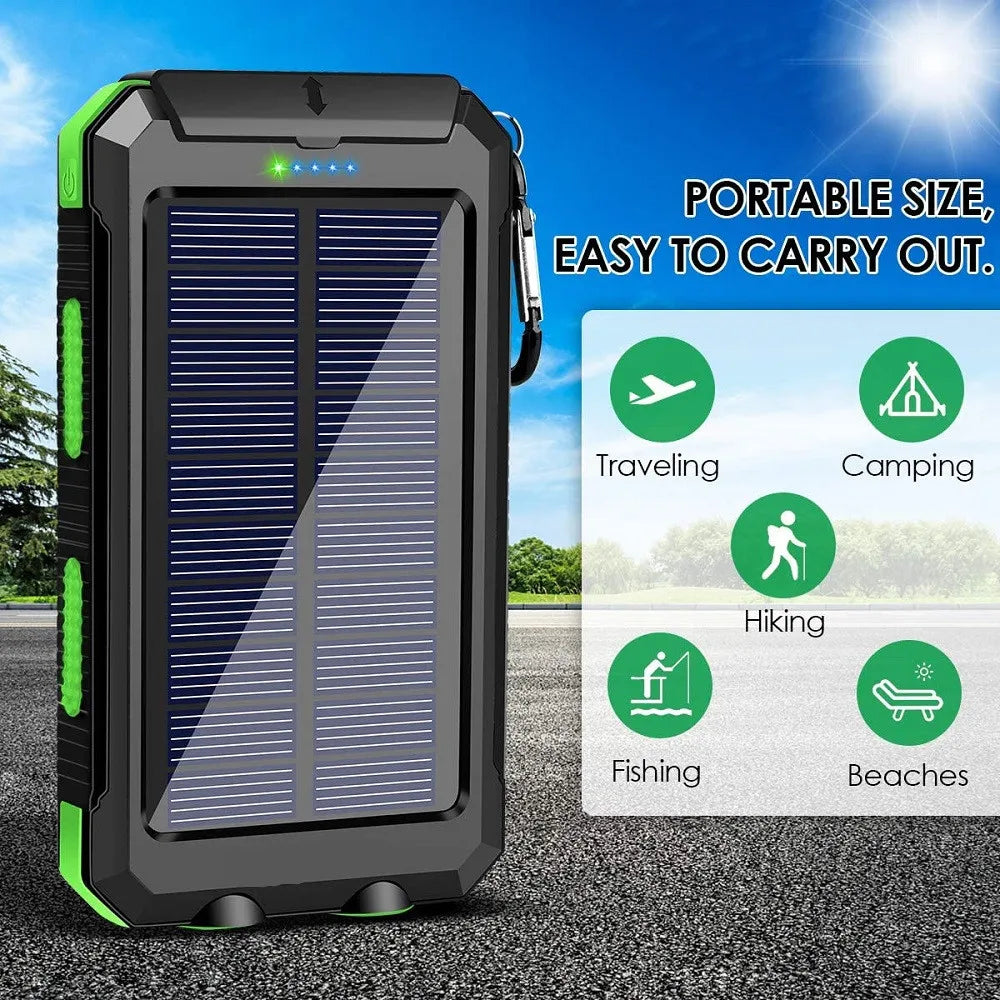 Solar Power Bank 80000mAh Portable Charger USB Fast Charging with LED Light for iPhone Samsung Android Outdoor
