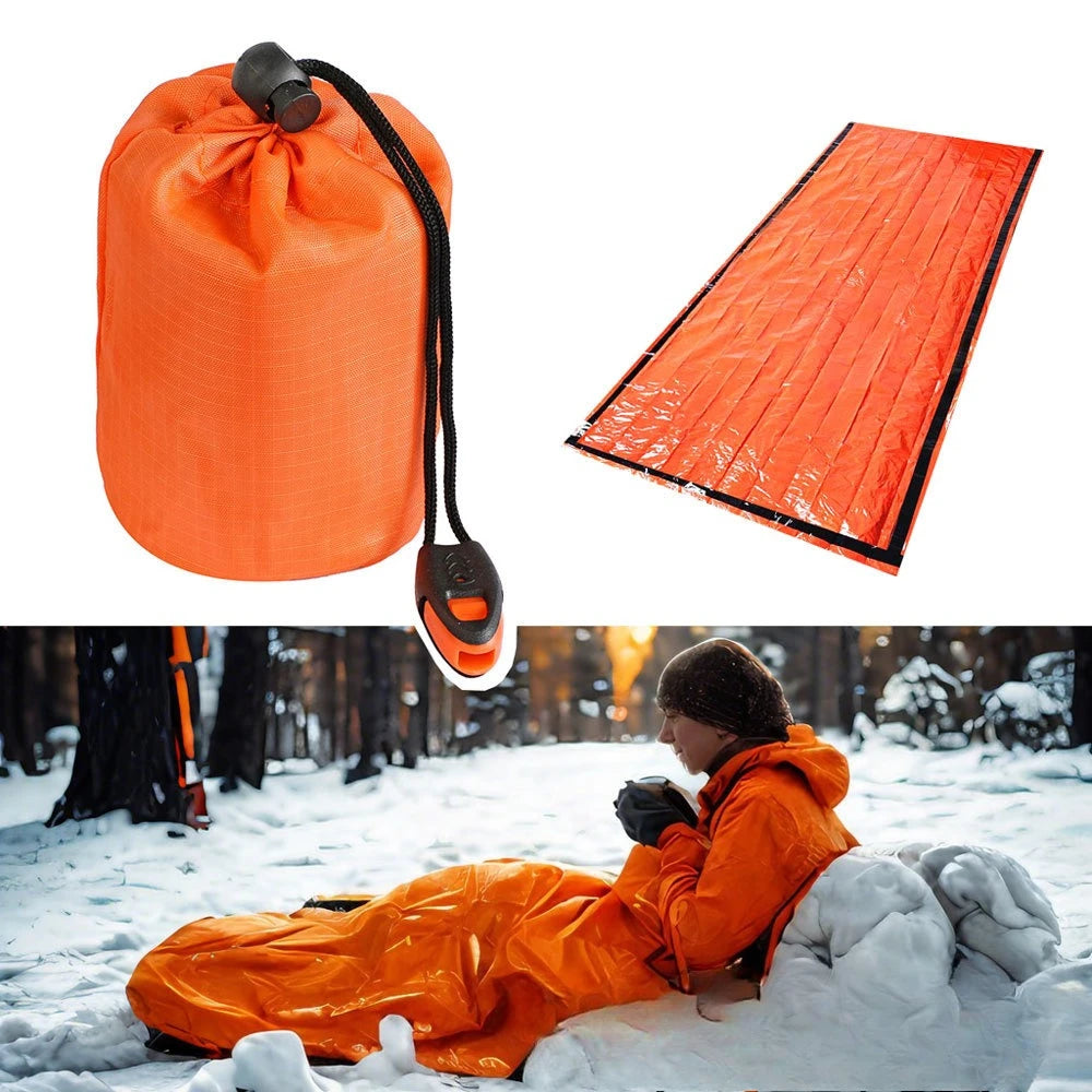 Emergency Sleeping Bag Survival Thermal Blanket Waterproof Insulation Sleeping Sack for Camping Hiking Outdoor Hypothermia Protection