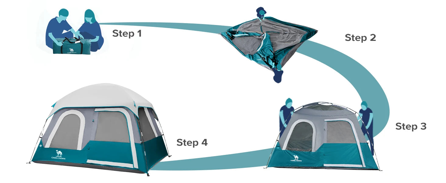 GOLDEN CAMEL 4-6 Person Camping Tents Hand-built Waterproof Portable Sunscreen Beach Backpacking Tent Thickened Camping Hiking