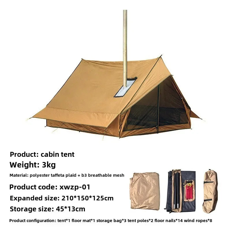 2-Person Camping Tent Lightweight Waterproof Outdoor Beach Cabin Tent with Vent Portable Shelter