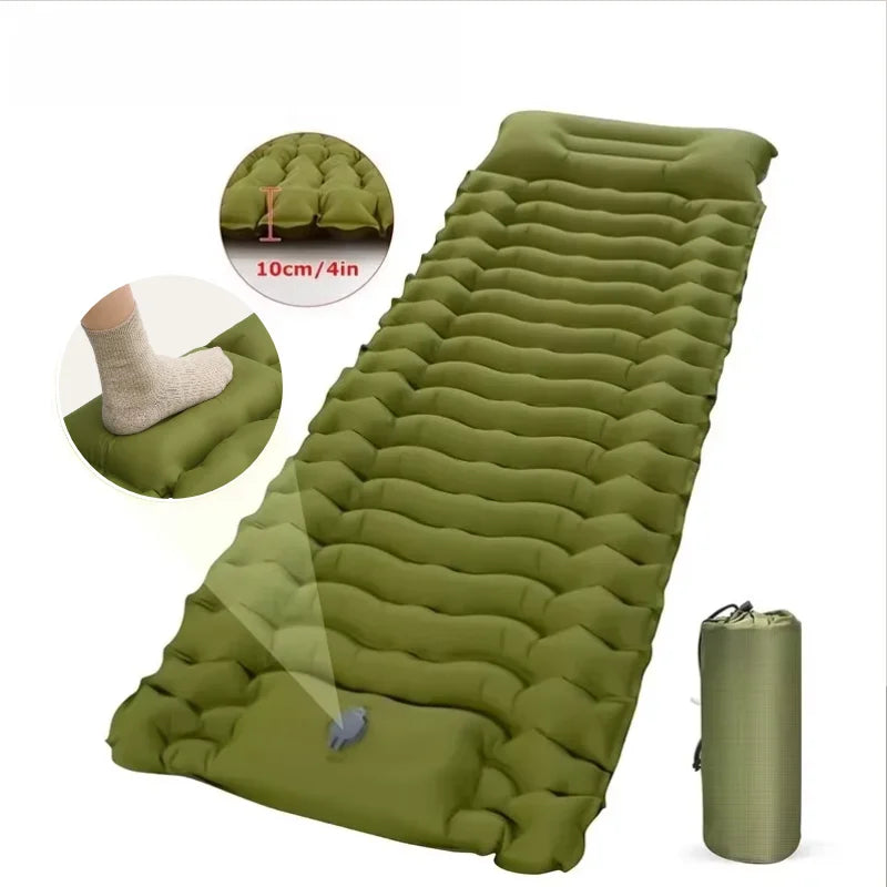 Camping Air Mattress Ultralight Inflatable Sleeping Pad with Built-in Pump Portable Outdoor Mattress with Pillow for Hiking Camping Travel