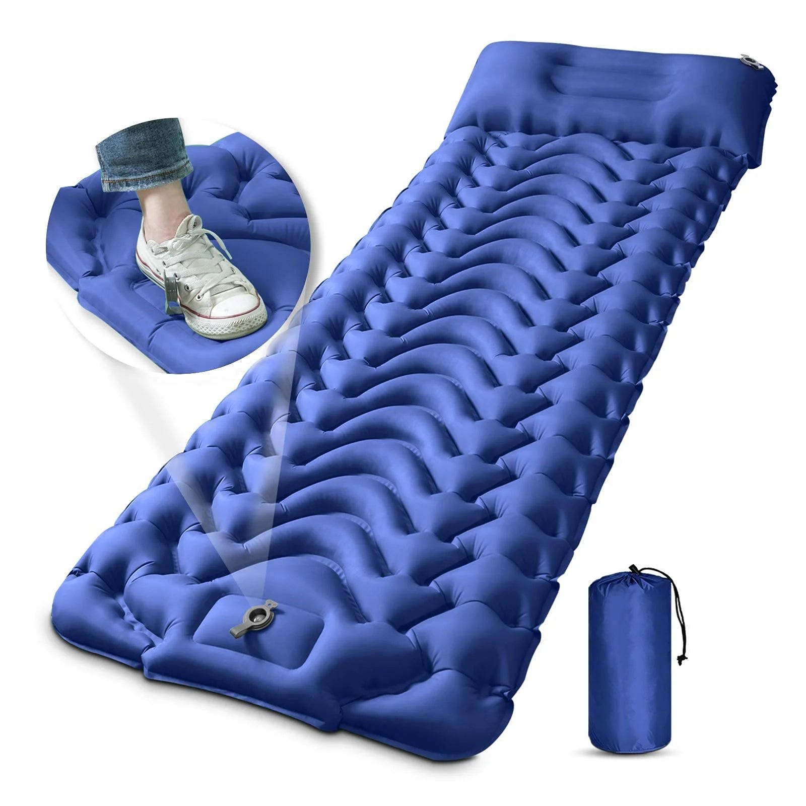 Camping Air Mattress Ultralight Inflatable Sleeping Pad with Built-in Pump Portable Outdoor Mattress with Pillow for Hiking Camping Travel