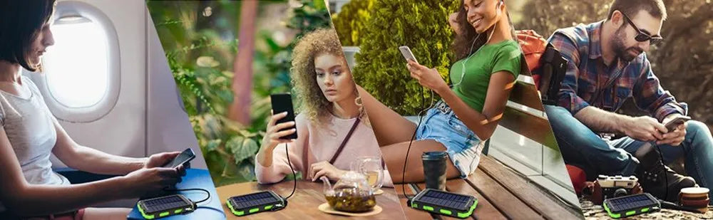 Solar Power Bank 80000mAh Portable Charger USB Fast Charging with LED Light for iPhone Samsung Android Outdoor