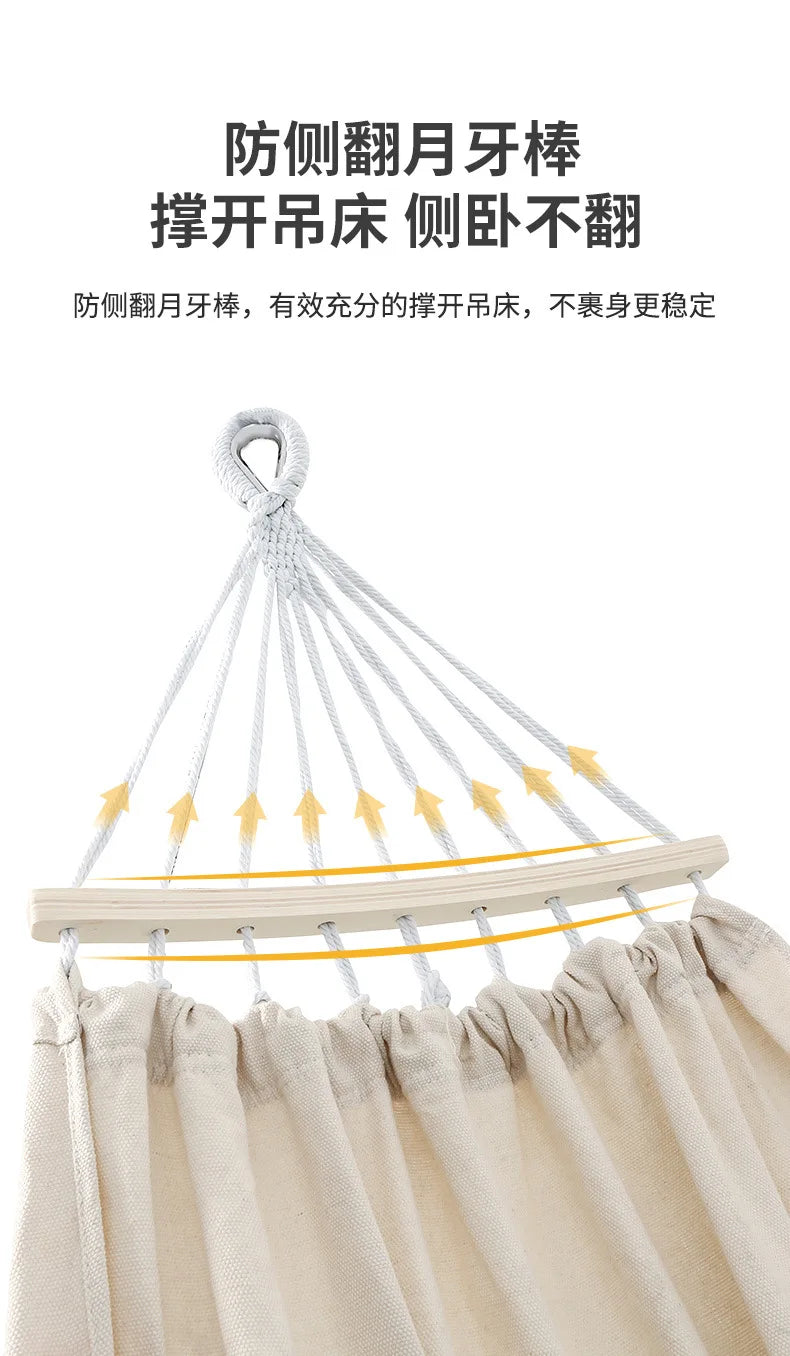 Portable Camping Hammock Outdoor Swing Anti-Tip Travel Hanging Bed Lightweight Nylon Hammock for Camping Hiking Garden