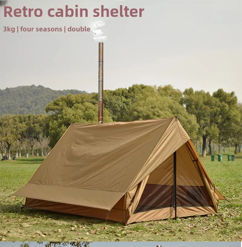 2-Person Camping Tent Lightweight Waterproof Outdoor Beach Cabin Tent with Vent Portable Shelter