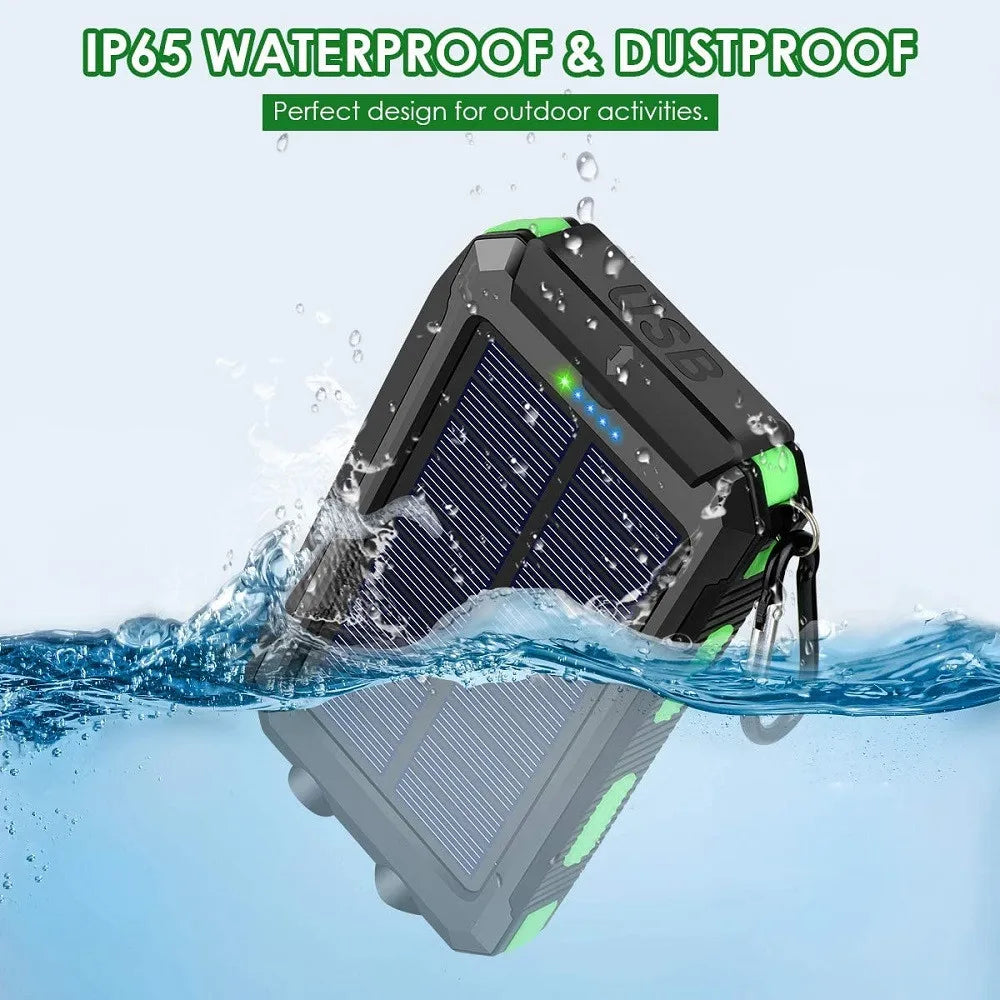 Solar Power Bank 80000mAh Portable Charger USB Fast Charging with LED Light for iPhone Samsung Android Outdoor