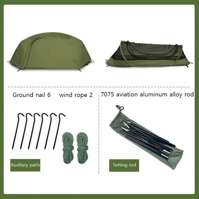 Tent Folding Bed Sunshade Tourism Outdoor Camping Hiking Mountaineering Outdoor Camping Single Tactical Tent Rainproof Boat