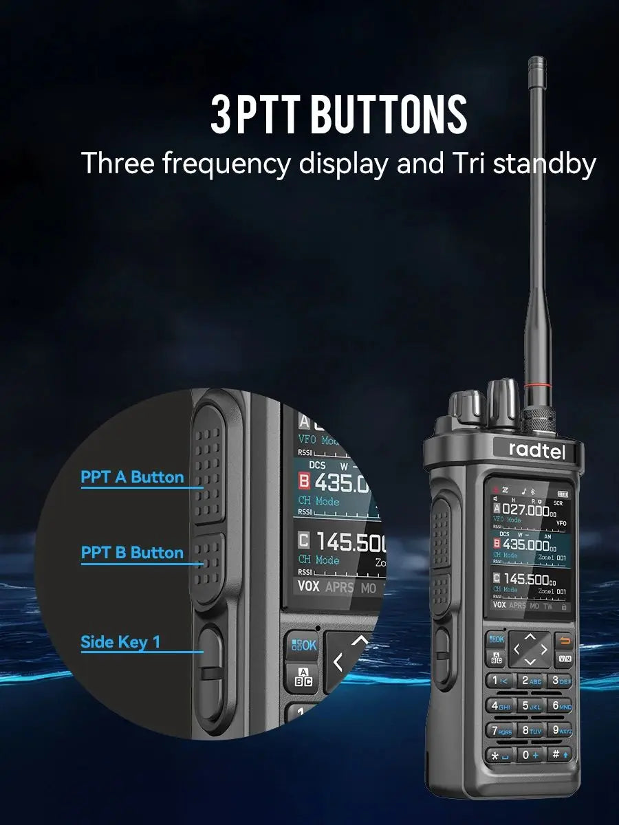 RT-950 PRO Walkie Talkie Multi-Band Ham Radio with GPS APRS Bluetooth 10W Long Range Communication Device