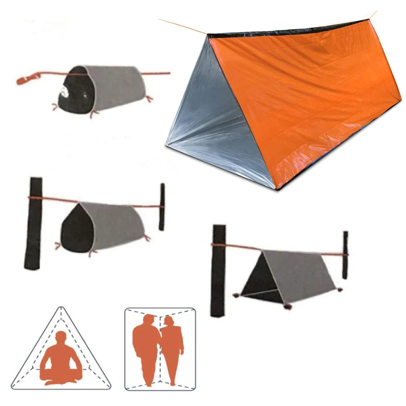 Outdoor Emergency Survival Kit 3-Piece Set Tent Raincoat Sleeping Bag Waterproof Camping Travel Insulation Gear