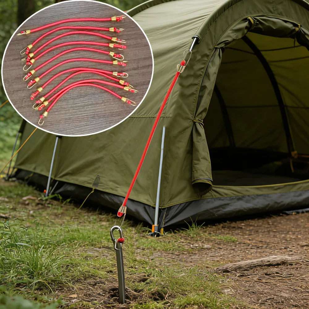 10Pcs Outdoor Tent Fixing Ropes, Hiking and Camping Tent Fixing Hooks, Compact and Lightweight, Easy to Carry and Store, Can Fix Tents and Hang Items S004210