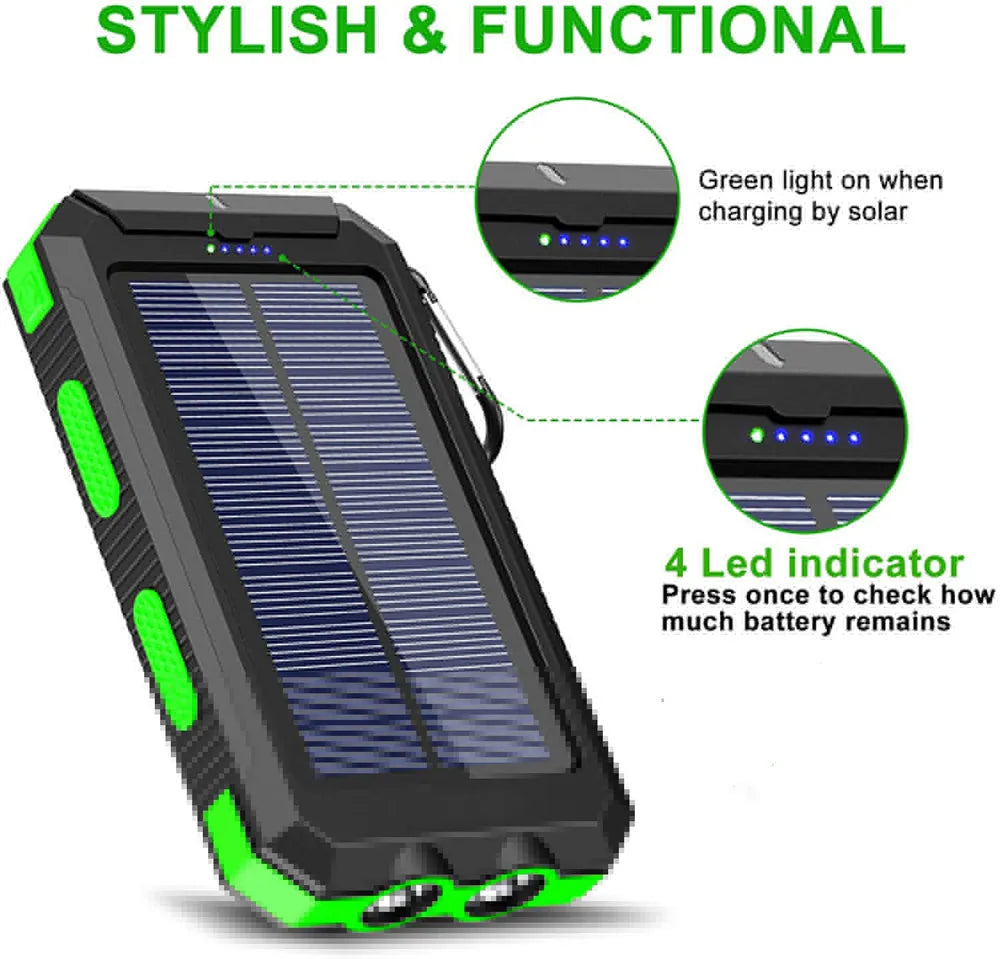 Solar Power Bank 80000mAh Portable Charger USB Fast Charging with LED Light for iPhone Samsung Android Outdoor