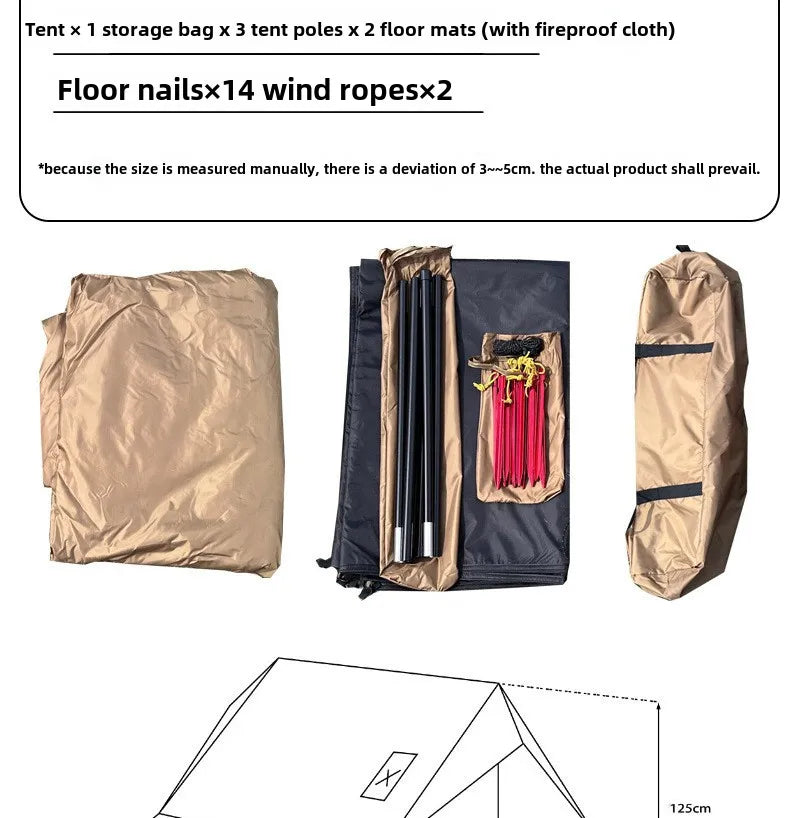 2-Person Camping Tent Lightweight Waterproof Outdoor Beach Cabin Tent with Vent Portable Shelter
