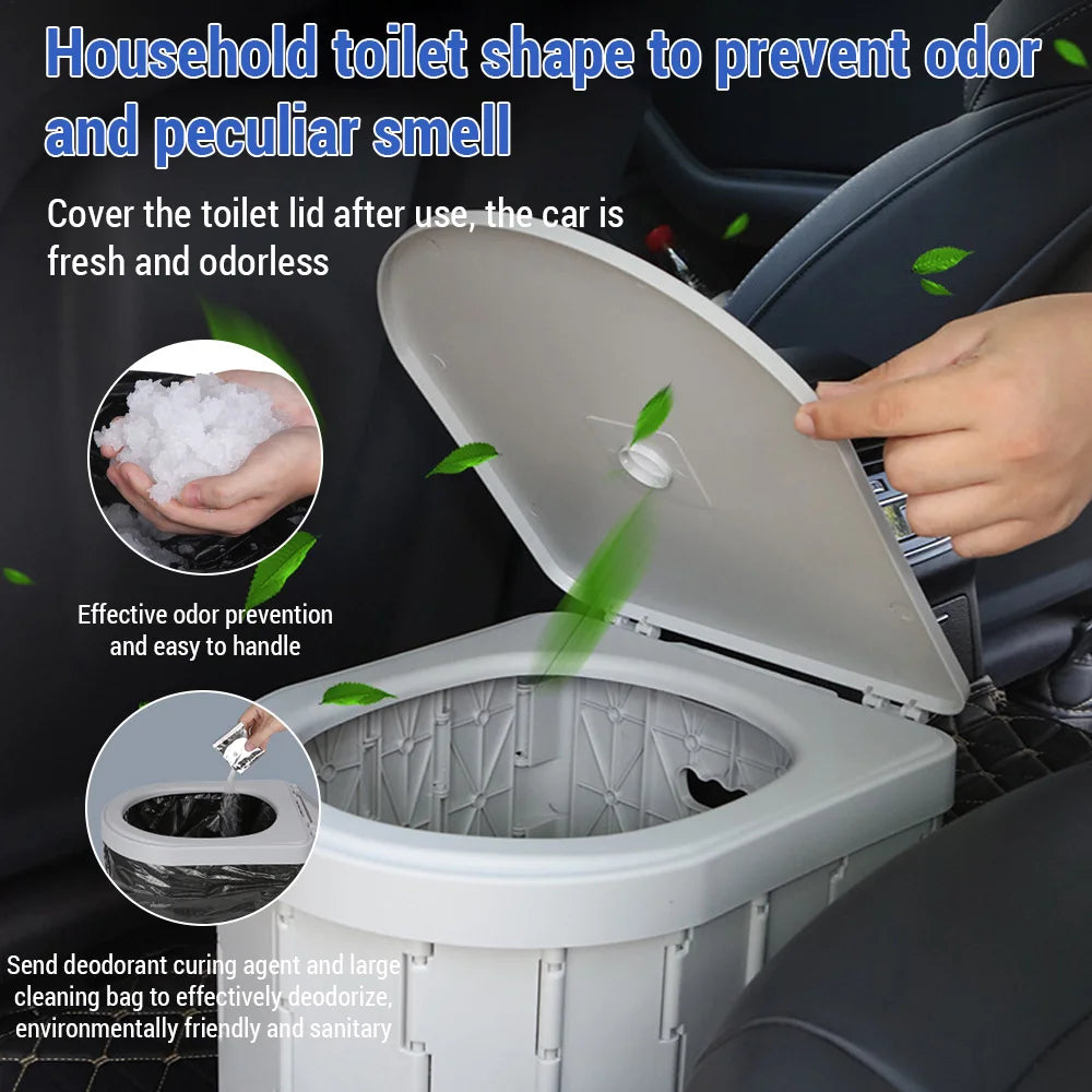 Portable Camping Toilet Folding Travel Potty Car Mounted Outdoor Toilet for Adults Kids Elderly Compact Emergency Toilet