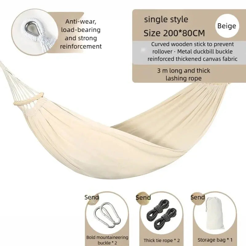 Portable Camping Hammock Outdoor Swing Anti-Tip Travel Hanging Bed Lightweight Nylon Hammock for Camping Hiking Garden