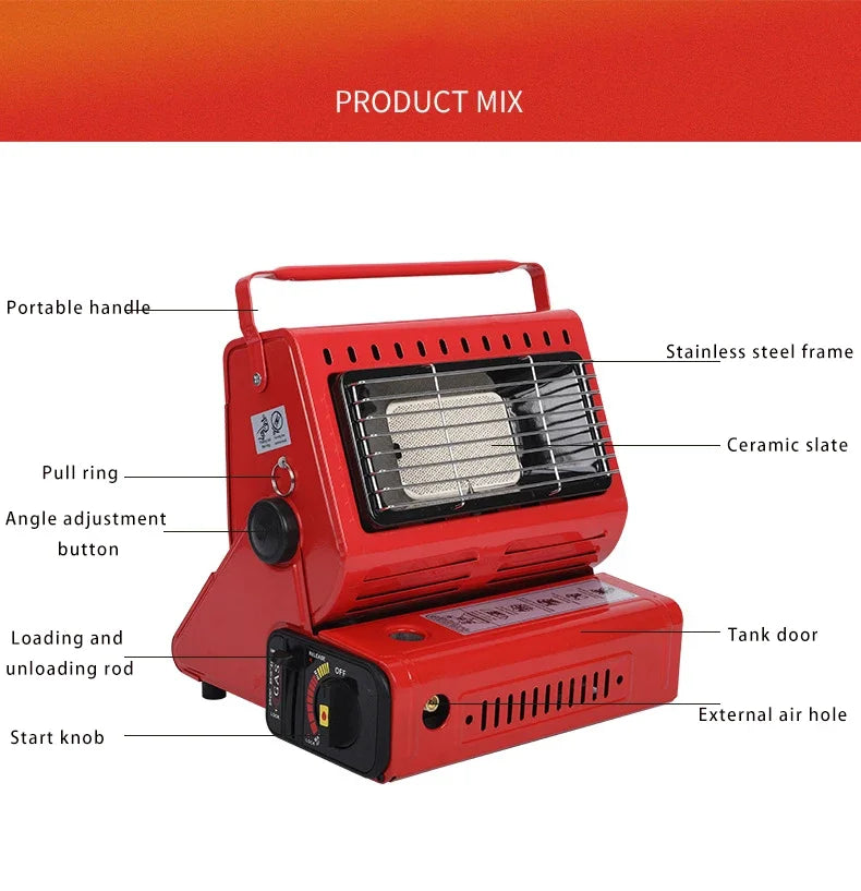 Portable Gas Camping Stove Cassette Burner Outdoor Picnic BBQ Stove Compact Butane Cooker for Camping Fishing Travel