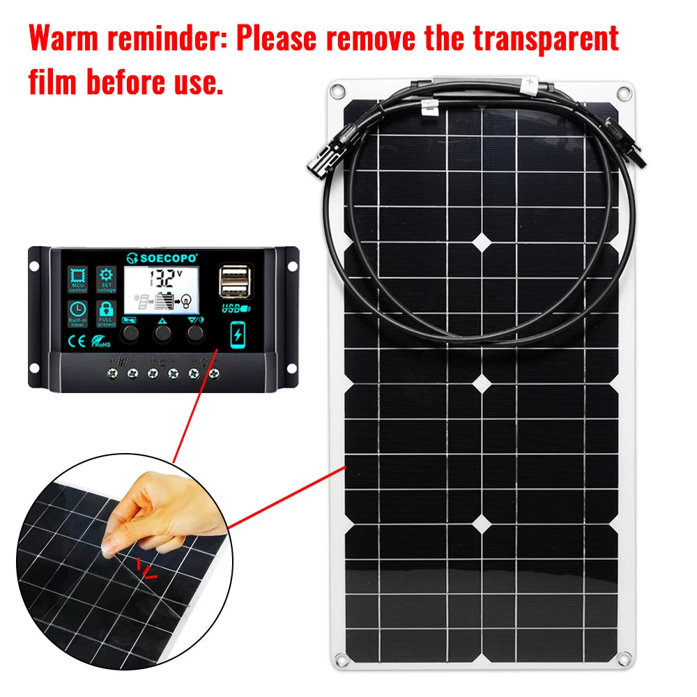 Portable Solar Panel Kit 2500W Foldable Solar Charger with Controller USB Output for Camping RV Off-Grid Power System