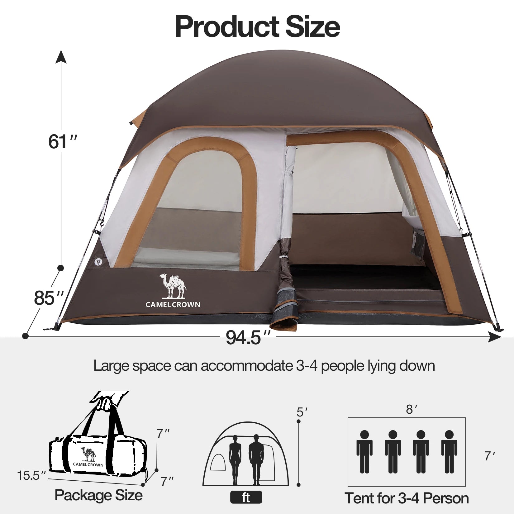 GOLDEN CAMEL 4-6 Person Camping Tents Hand-built Waterproof Portable Sunscreen Beach Backpacking Tent Thickened Camping Hiking