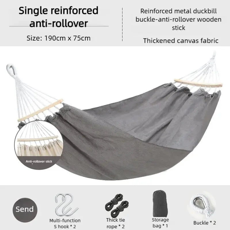 Portable Camping Hammock Outdoor Swing Anti-Tip Travel Hanging Bed Lightweight Nylon Hammock for Camping Hiking Garden