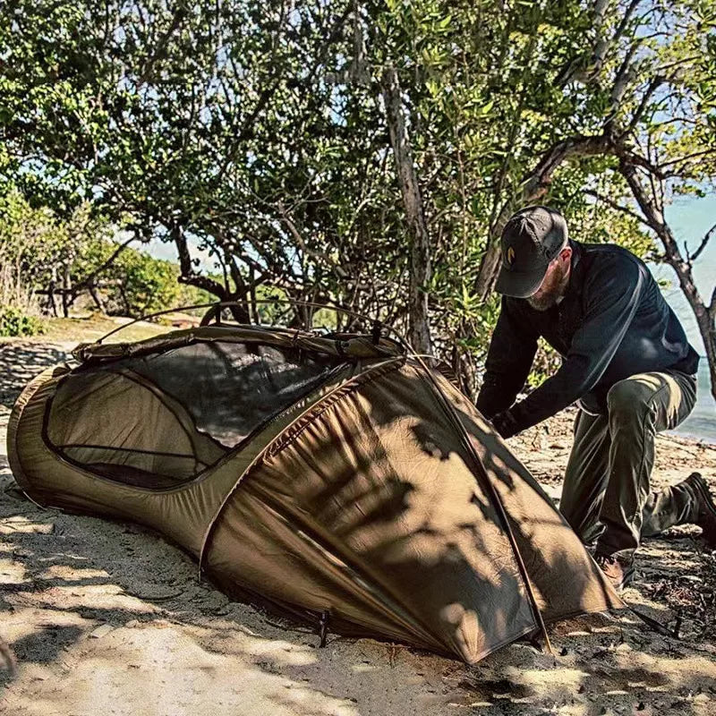 Tent Folding Bed Sunshade Tourism Outdoor Camping Hiking Mountaineering Outdoor Camping Single Tactical Tent Rainproof Boat