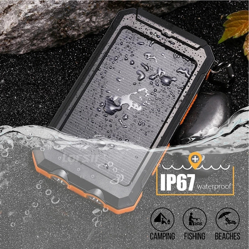 Solar Power Bank 80000mAh Portable Charger USB Fast Charging with LED Light for iPhone Samsung Android Outdoor