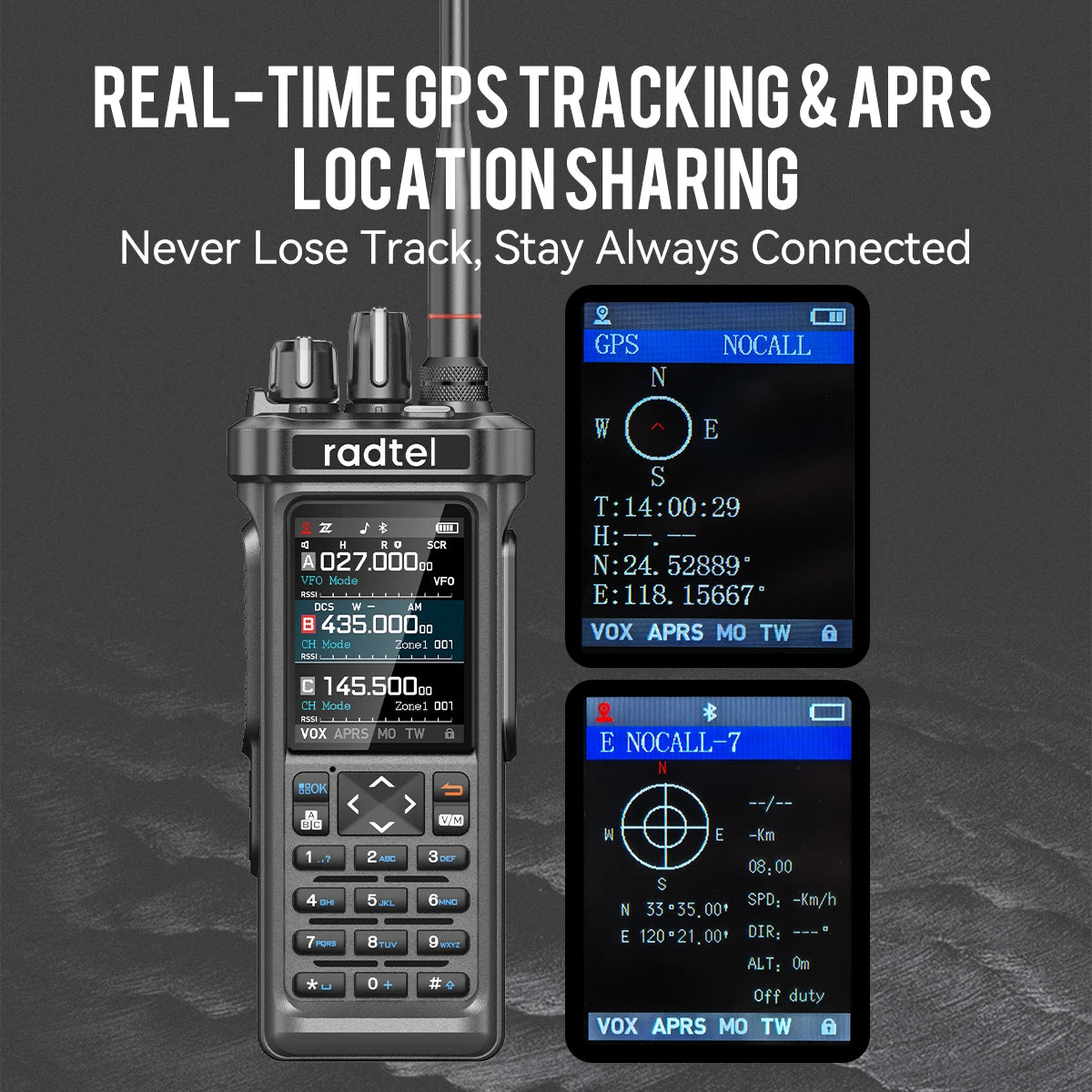 RT-950 PRO Walkie Talkie Multi-Band Ham Radio with GPS APRS Bluetooth 10W Long Range Communication Device