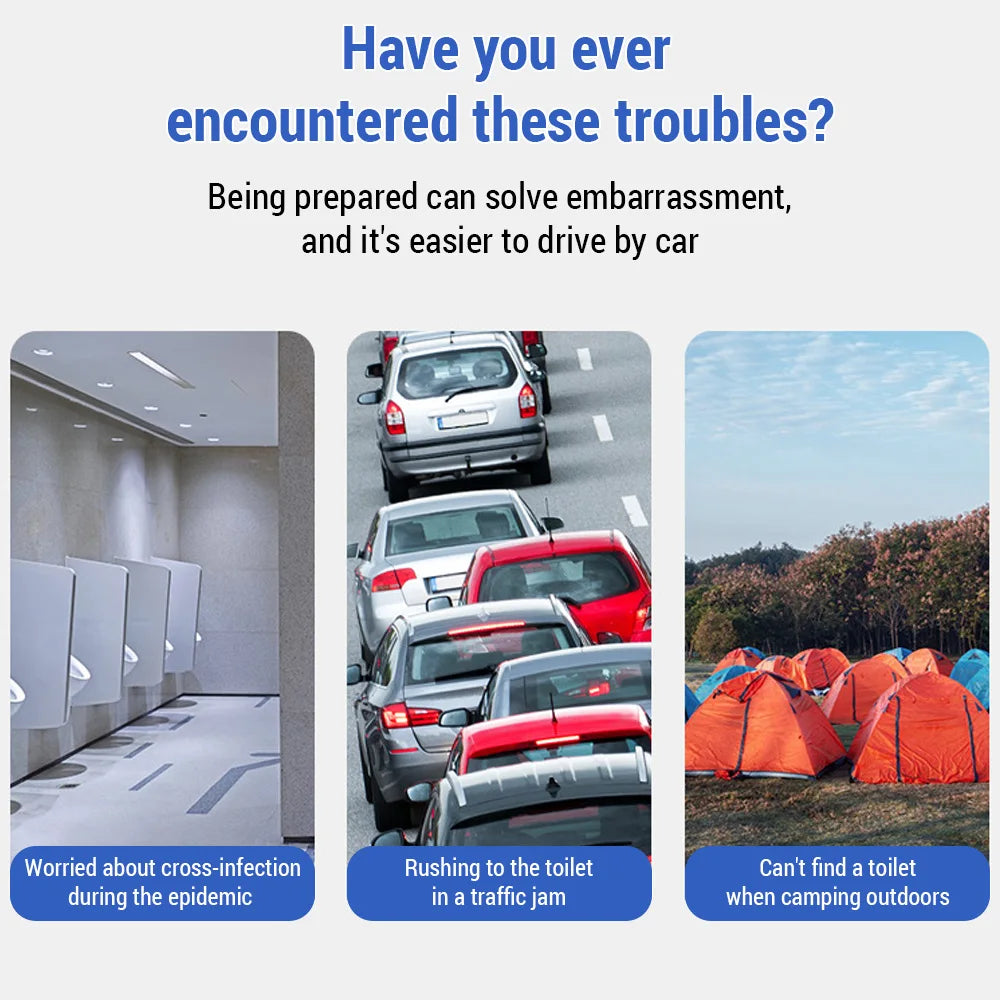 Portable Camping Toilet Folding Travel Potty Car Mounted Outdoor Toilet for Adults Kids Elderly Compact Emergency Toilet