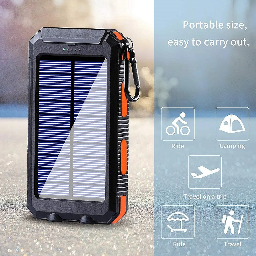Solar Power Bank 80000mAh Portable Charger USB Fast Charging with LED Light for iPhone Samsung Android Outdoor
