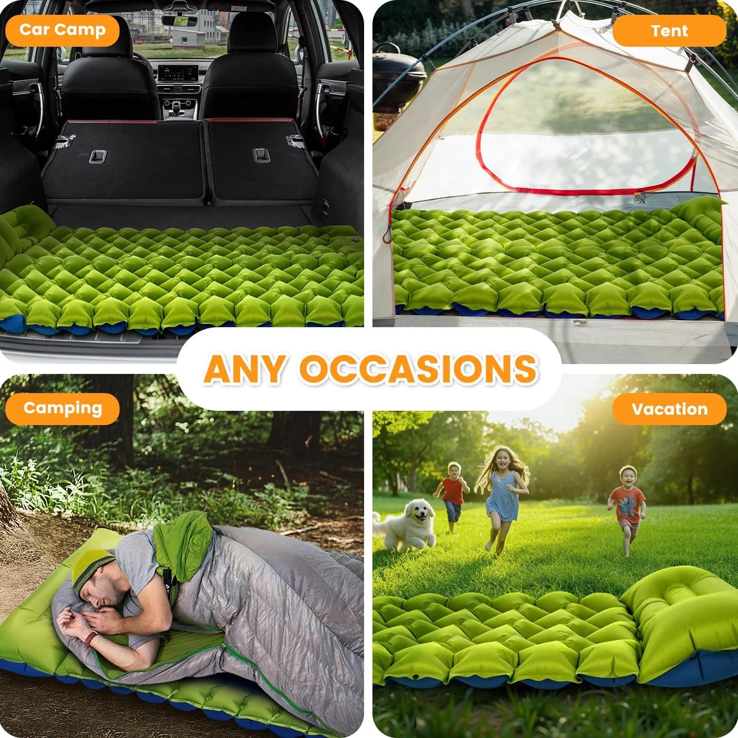 Camping Air Mattress Ultralight Inflatable Sleeping Pad with Built-in Pump Portable Outdoor Mattress with Pillow for Hiking Camping Travel