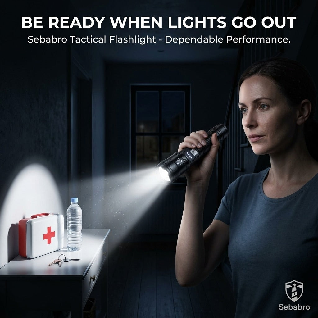2000LM Tactical LED Flashlight USB Rechargeable Zoom Torch with Power Display for Camping, Emergency & Outdoor Use