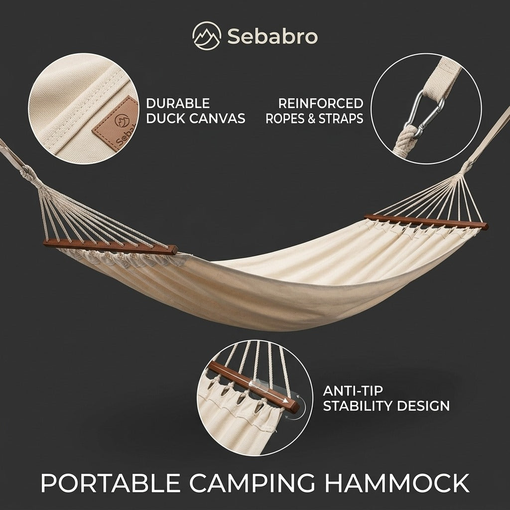 Portable Camping Hammock Outdoor Swing Anti-Tip Travel Hanging Bed Lightweight Nylon Hammock for Camping Hiking Garden