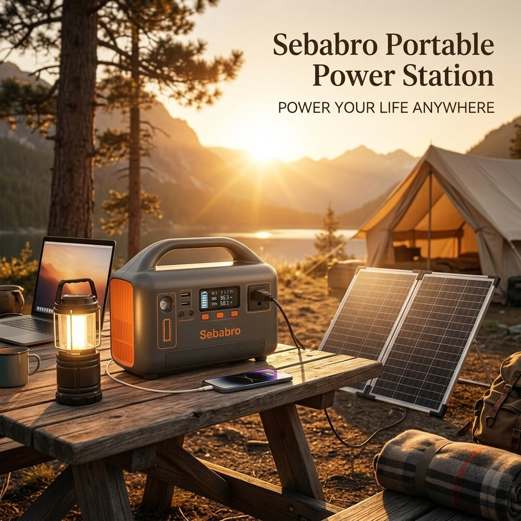 Portable Power Station 400W 192Wh LiFePO4 Solar Generator with Optional Solar Panel AC Outlet USB for Camping RV Emergency Backup