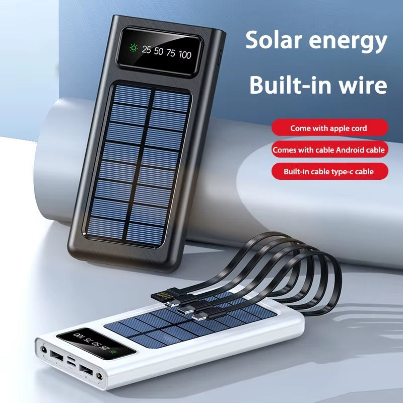 Solar Power Bank 200000mAh Portable Charger USB Fast Charging with LED Light for iPhone Samsung Android Outdoor