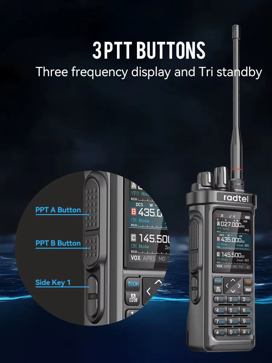 Radtel RT-950 PRO Walkie Talkie AM/FM/CB/LSB/USB/CW Receiver with GPS APRS 10W Bluetooth Phone Programming Ham Radio RT-950PRO