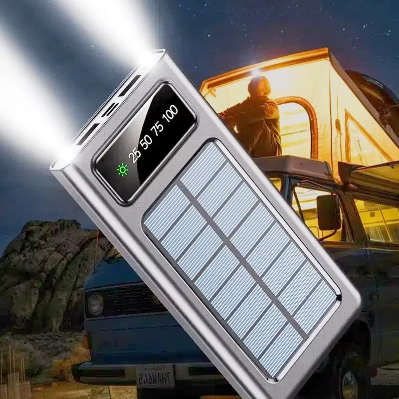 Solar Power Bank 200000mAh Portable Charger USB Fast Charging with LED Light for iPhone Samsung Android Outdoor