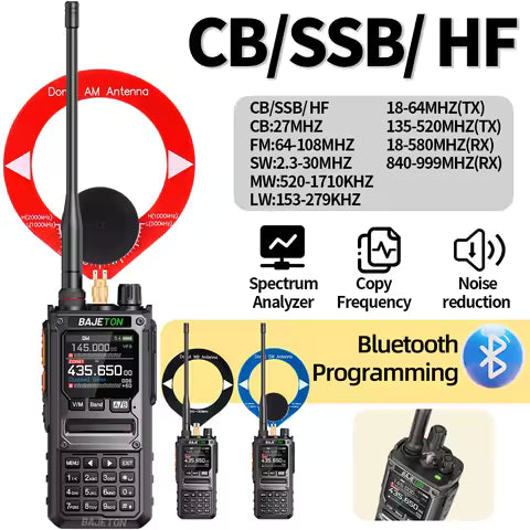 Radtel RT-950 PRO Walkie Talkie AM/FM/CB/LSB/USB/CW Receiver with GPS APRS 10W Bluetooth Phone Programming Ham Radio RT-950PRO